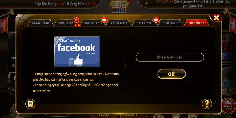 Tiến lên đếm lá Hit Club: Trải nghiệm game hot bậc nhất 2026 5 Tặng giftcode trên tiến lên đếm lá Hit Club